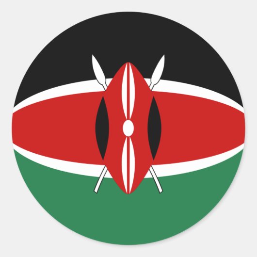 Rond Sticker du drapeau Fisheye du Kenya (Devant)