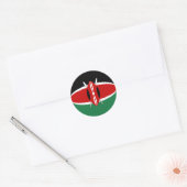 Rond Sticker du drapeau Fisheye du Kenya (Enveloppe)