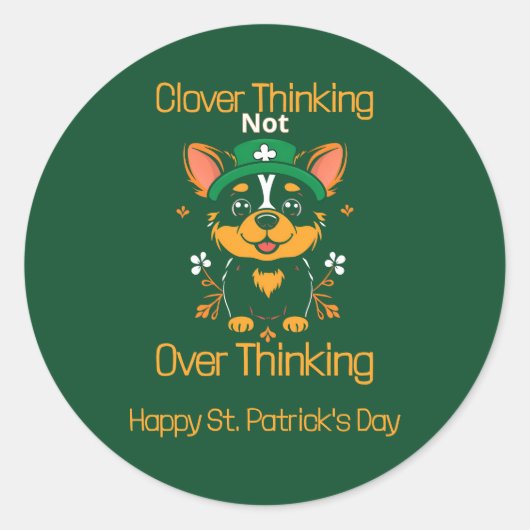 Rond Sticker du jour Saint-Patrick de Corgi (Devant)