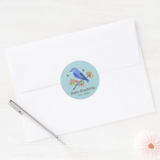 Rond Sticker du logo Hello Bluebirds - Bleu (Enveloppe)