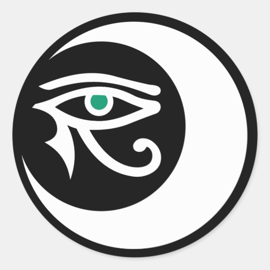 Rond Sticker du logo LunaSees (blanc / oeil de jade) (Devant)