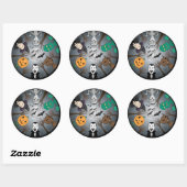 Rond Sticker du monstre d'Halloween (Feuille)