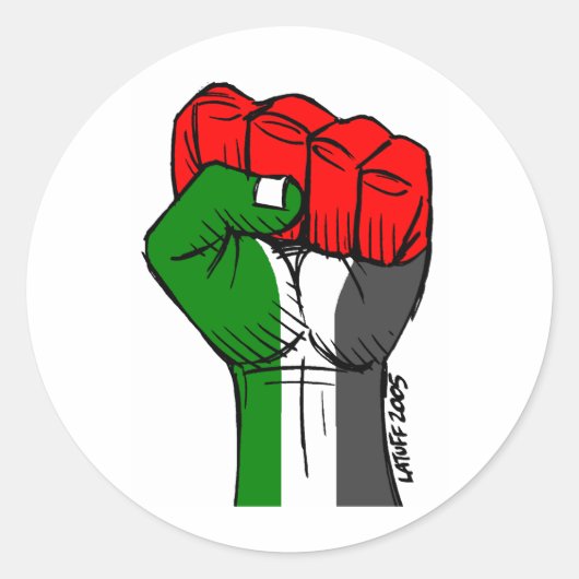 Rond Sticker du poing palestinien de Carlos Latuff (Devant)