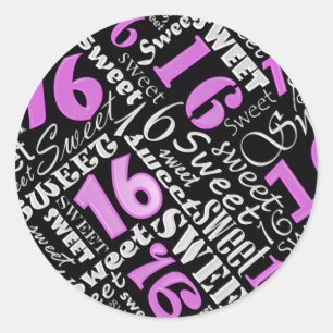 Rond Sticker du Sweet sixteen Birthday Party