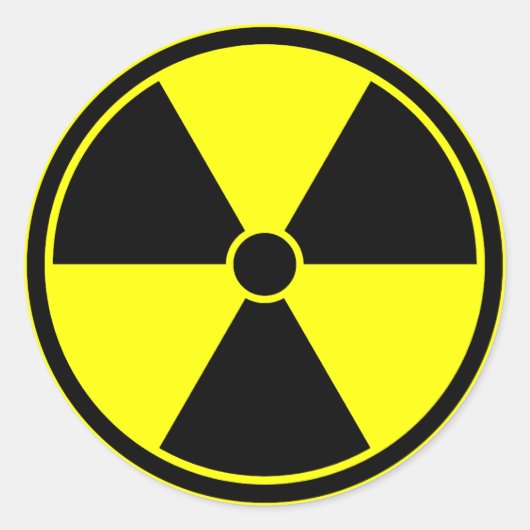 Rond Sticker du symbole de rayonnement jaune vif (Devant)