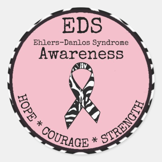 Rond Sticker EDS Rose Zebra Hope & Strength (Devant)