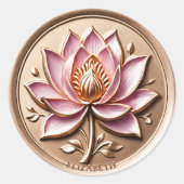 Rond Sticker Effet de cire rose Lotus Blossom Or (Devant)