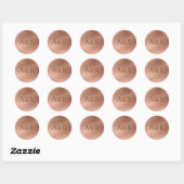 Rond Sticker effet or rose monogramme, (Feuille)