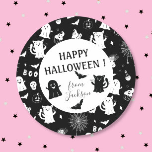 Rond Sticker éffrayant blanc blanc d'Halloween Kid