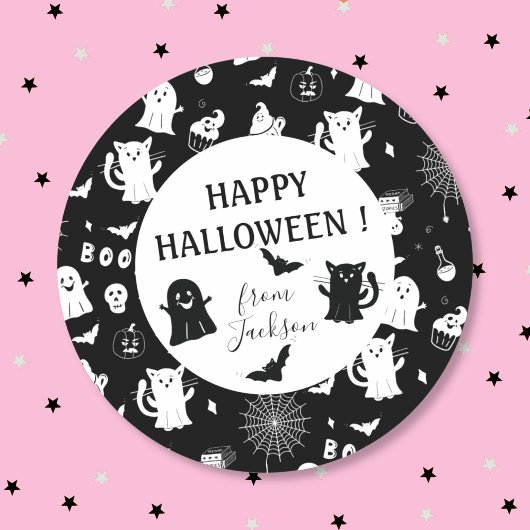 Rond Sticker éffrayant blanc blanc d'Halloween Kid