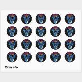 Rond Sticker éffrayant Halloween chauve (Feuille)