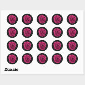 Rond Sticker élégant Damask et Rose (Feuille)