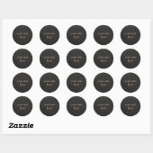 Rond Sticker élégant en lin noir - Personnalisable (Feuille)
