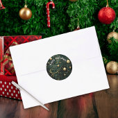 Rond Sticker élégant Green & Gold Happy Holidays
