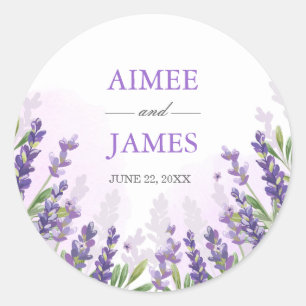 Rond Sticker élégant Mariage Enveloppe Lavande