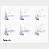 Rond Sticker Elegant Mariage Nautique (Feuille)
