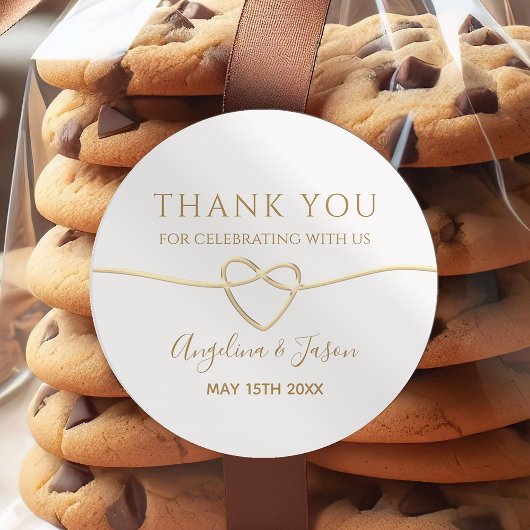 Rond Sticker élégant Mariage or Merci