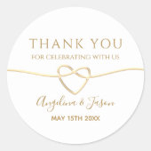 Rond Sticker élégant Mariage or Merci (Devant)