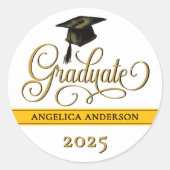 Rond Sticker élégant pour graduation de script (Devant)