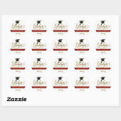 Rond Sticker élégant pour graduation de script (Feuille)