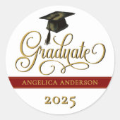 Rond Sticker élégant pour graduation de script (Devant)