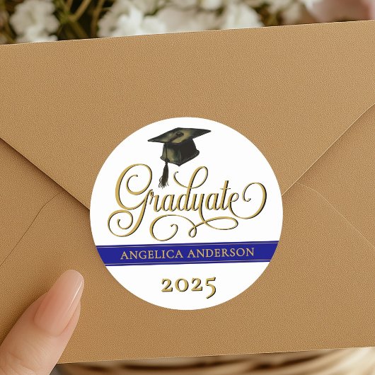 Rond Sticker élégant pour graduation de script