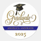 Rond Sticker élégant pour graduation de script (Devant)