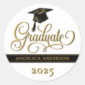 Rond Sticker élégant pour graduation de script (Devant)