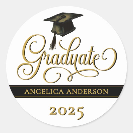 Rond Sticker élégant pour graduation de script (Devant)