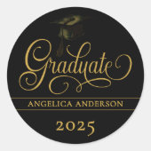 Rond Sticker élégant pour graduation de script (Devant)