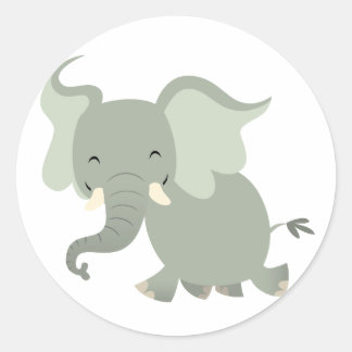 Rond Sticker Eléphant Carton Merry