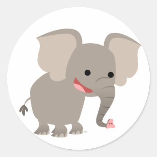 Rond Sticker Eléphant Cartoon Laughant