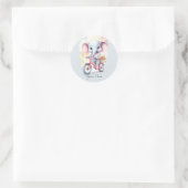 Rond Sticker Eléphant Cyclisme Aquarelle (Sac)