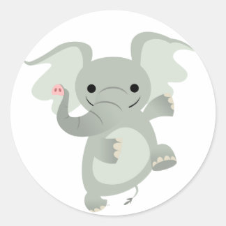 Rond Sticker Eléphant Dansant