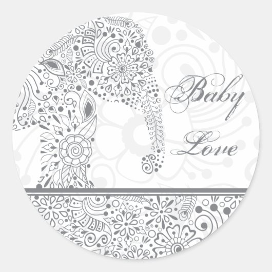 Rond Sticker éléphant Grey Baby Love (Devant)