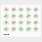 Rond Sticker Eléphant Rose (Feuille)