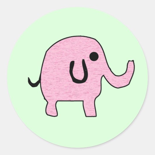 Rond Sticker Eléphant Rose (Devant)