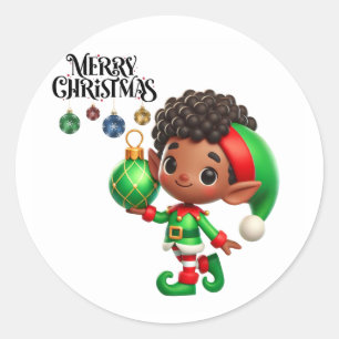 Rond Sticker Elf BMSC Père Noël, Petit Helper, V4