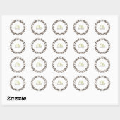 Rond Sticker Ella Brown Damask Chic Round (Feuille)