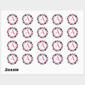Rond Sticker Empreinte de léopard rose chaud (Feuille)