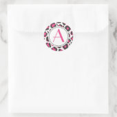 Rond Sticker Empreinte de léopard rose chaud (Sac)