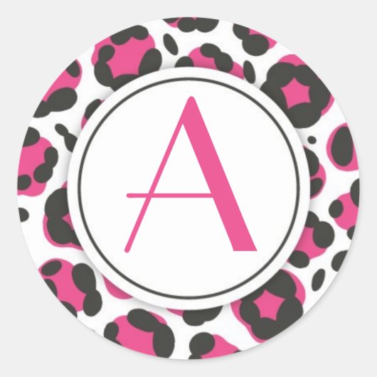 Rond Sticker Empreinte de léopard rose chaud (Devant)
