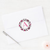Rond Sticker Empreinte de léopard rose chaud (Enveloppe)