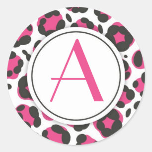 Rond Sticker Empreinte de léopard rose chaud