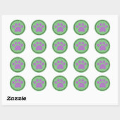 Rond Sticker Empreinte de patte vert (Feuille)