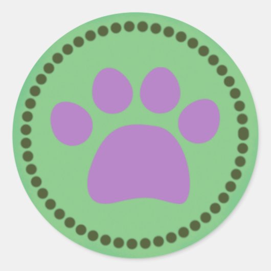 Rond Sticker Empreinte de patte vert (Devant)