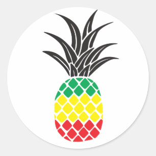 Rond Sticker en ananas Rasta