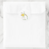 Rond Sticker en aquarelle botanique jaune blanc (Sac)