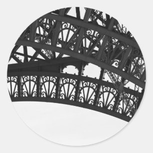 Rond Sticker en arc de tour Eiffel noir et blanc