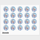 Rond Sticker en arc-en-ciel Unicorn Princess, Pastel Fa (Feuille)